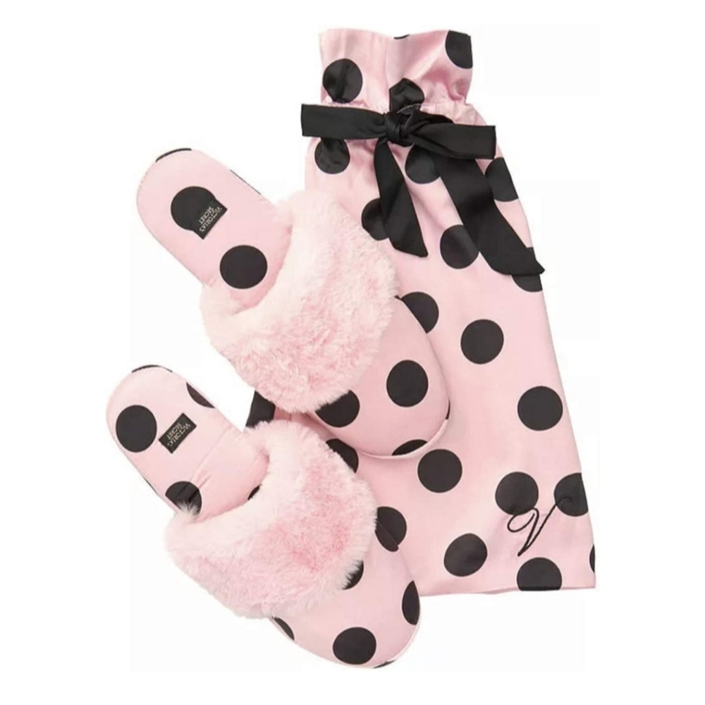 VICTORIA'S SECRET Signature Satin Slipper Black Polka Dot - small